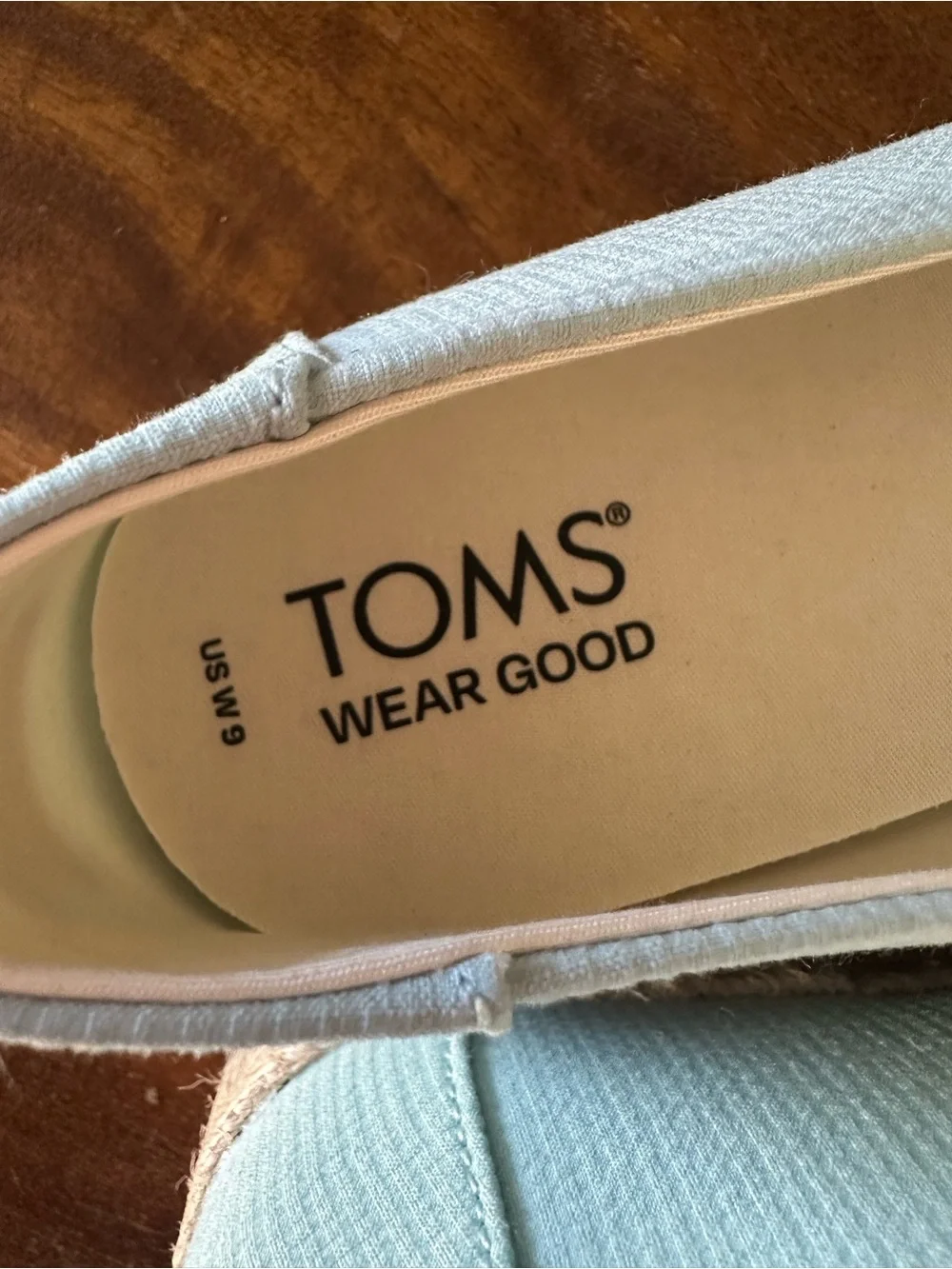 TOMS Alpargata light Mint Canvas Espadrille Slip-On Shoes size‎ 9 NWT